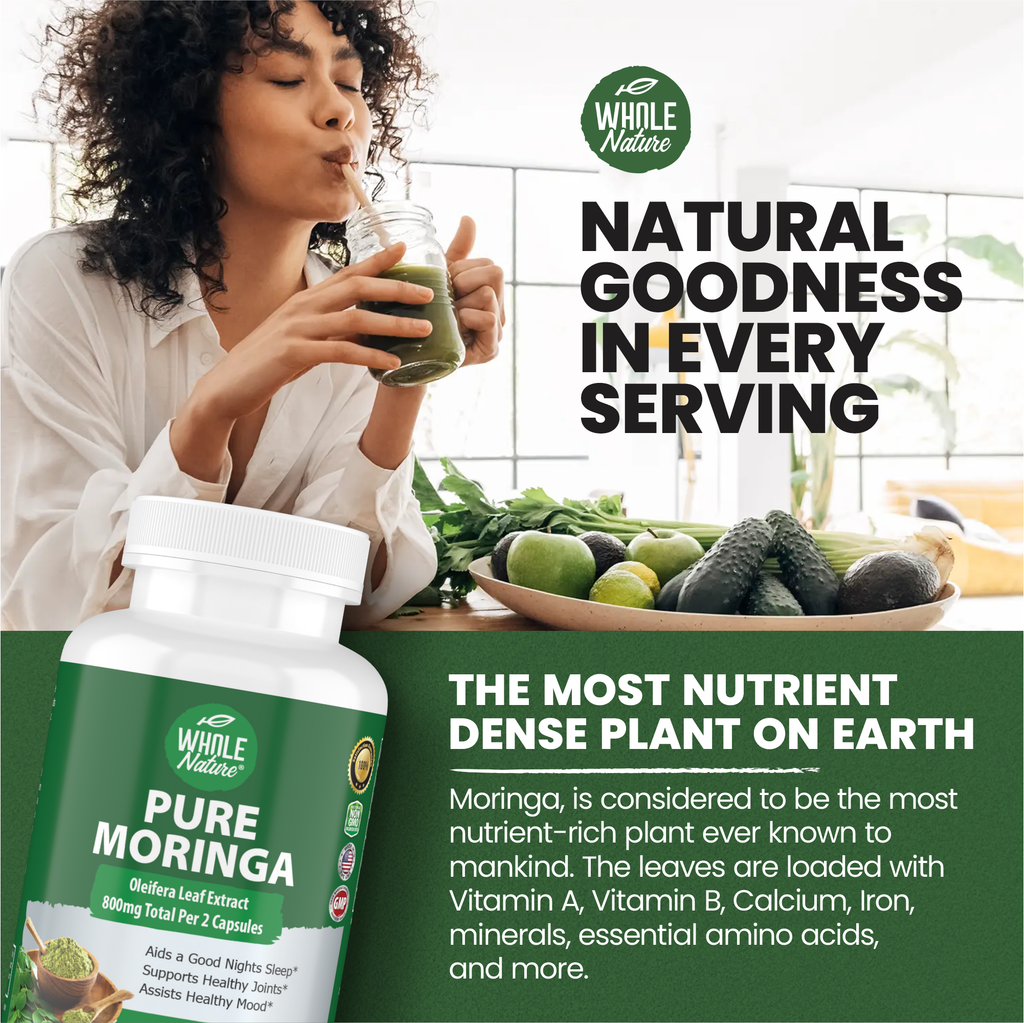 Moringa Capsules, 800mg Organic Moringa Oleifera