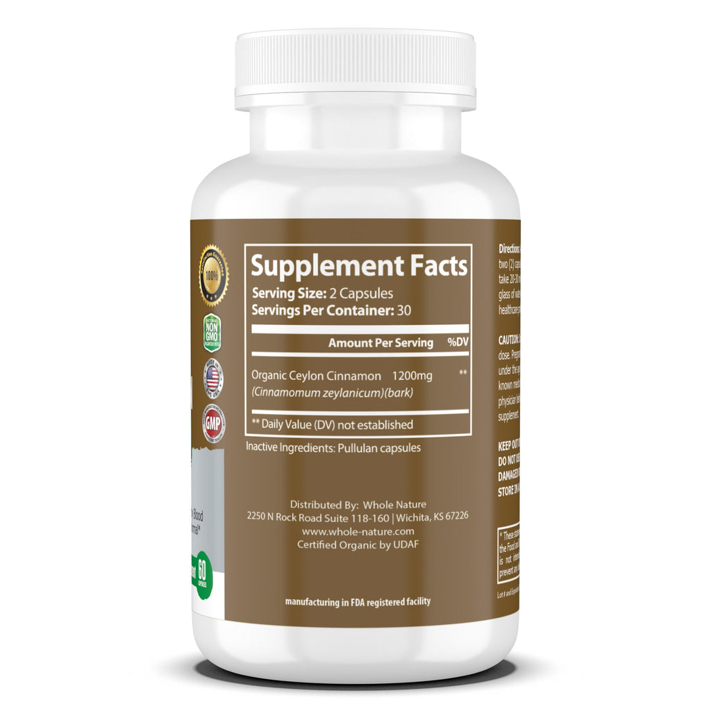 Cinnamon Capsules 1200mg, Made With Organic Ceylon